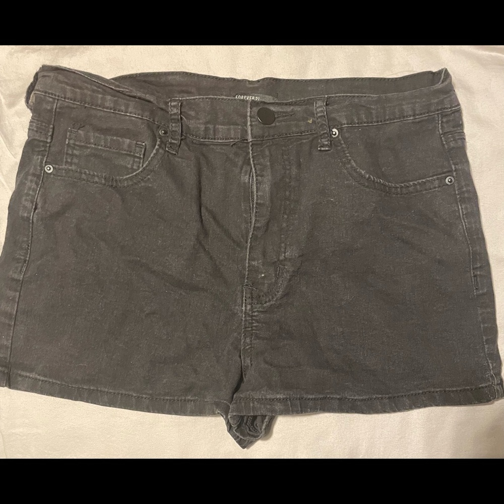Forever 21 high waisted jean shorts, black, size 29